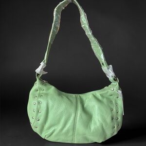 Green Studded Shoulder Bag - Women